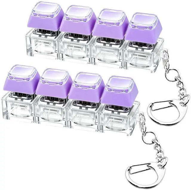 Main image of 2 PCS Keyboard Fidget Toy, Double Layer Keycap Keyboard Fidget Keychain 4-in-1 Keyboard Decompression Button Finger Clicker Toys,Portable Tactile Button Sensory Fidget Toys Stress Relief Gifts(Purple