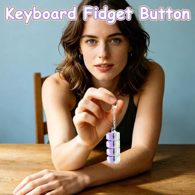Alt view image 2 of 7 - 2 PCS Keyboard Fidget Toy, Double Layer Keycap Keyboard Fidget Keychain 4-in-1 Keyboard Decompression Button Finger Clicker Toys,Portable Tactile Button Sensory Fidget Toys Stress Relief Gifts(Purple