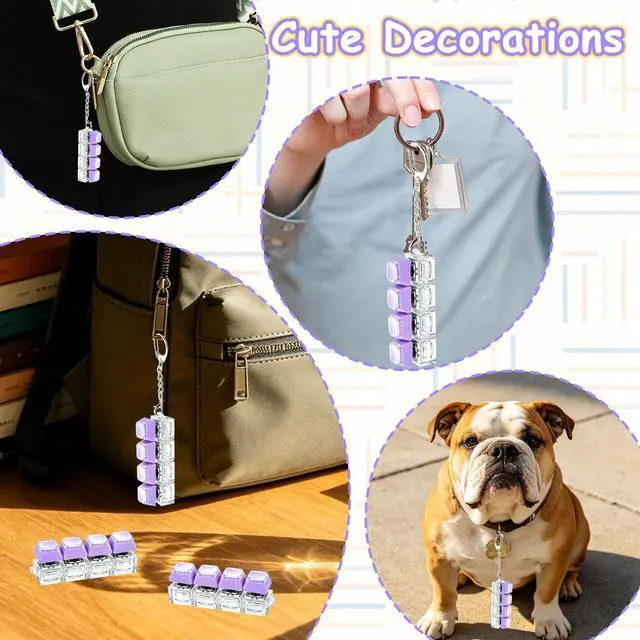 Alt view image 5 of 7 - 2 PCS Keyboard Fidget Toy, Double Layer Keycap Keyboard Fidget Keychain 4-in-1 Keyboard Decompression Button Finger Clicker Toys,Portable Tactile Button Sensory Fidget Toys Stress Relief Gifts(Purple