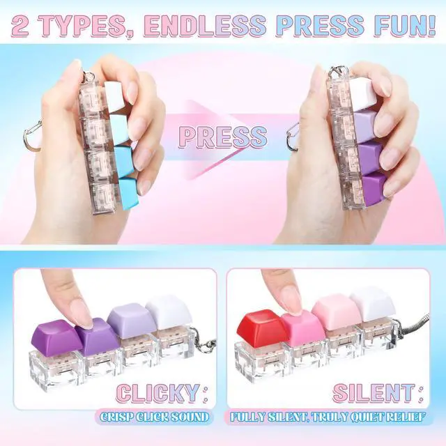 Alt view image 4 of 7 - Keyboard Fidget Clicker- Clicky & Silent,Macaron Colors