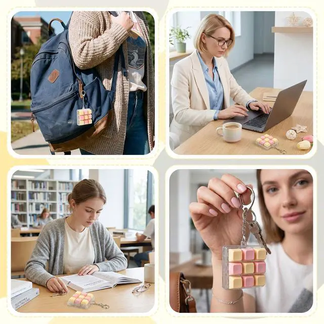 Alt view image 7 of 7 - 1 PC Keyboard Fidgets, 9-in-1 Keyboard Clicker Keychain, Anxiety & Stress Reliever Autism Fidget, Push Bubble Sensory Fidgets for Stress Relief Pass Time (9 Keyboard R)