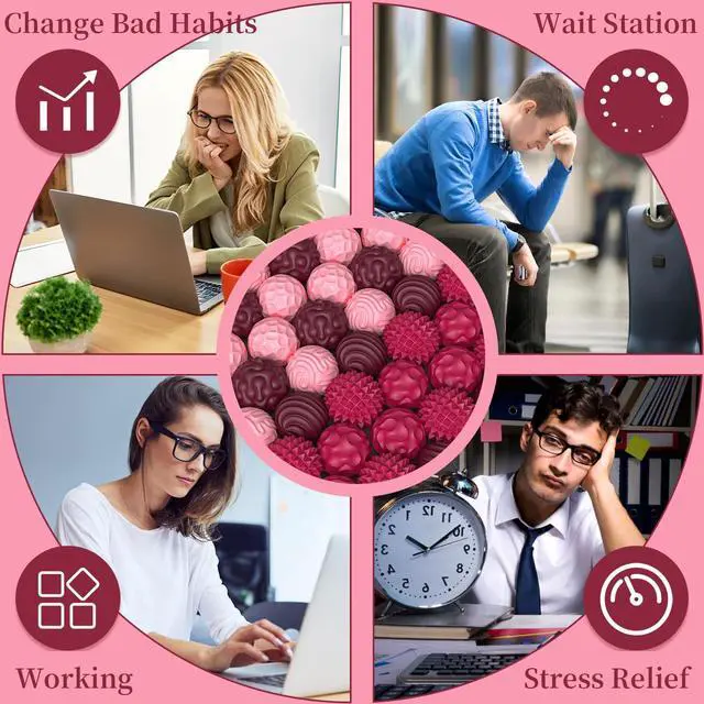 Alt view image 6 of 7 - Silicone Magnetic Balls, Fidget Toys for Adults & Teens, 6PCS Stress Balls Sensory Toy, Quiet Magnet Desk Fidgets with Textured, ADHD Anxiety Relief Items, Fun Stocking Suffers Gifts (Red)