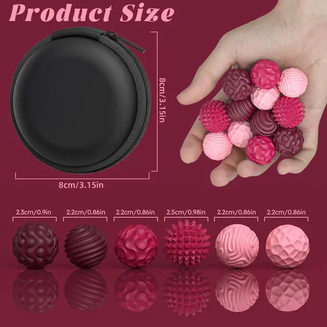 Alt view image 7 of 7 - Silicone Magnetic Balls, Fidget Toys for Adults & Teens, 6PCS Stress Balls Sensory Toy, Quiet Magnet Desk Fidgets with Textured, ADHD Anxiety Relief Items, Fun Stocking Suffers Gifts (Red)
