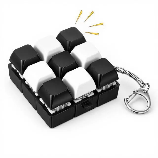 Main image of Keyboard Fidget Keychain with 9 Clickable Buttons