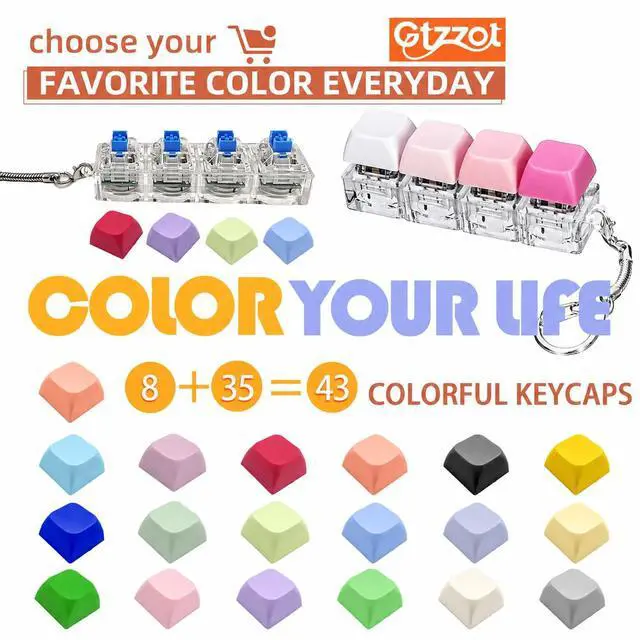 Alt view image 2 of 7 - Clicky Keyboard Fidget Toy 2-Pack, 43 Keycaps, Mix-and-Match Colors