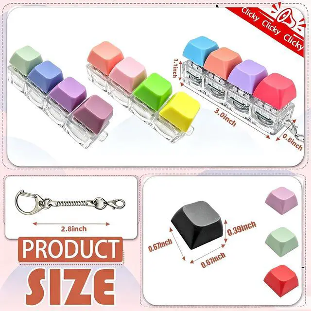 Alt view image 5 of 7 - Clicky Keyboard Fidget Toy 2-Pack, 43 Keycaps, Mix-and-Match Colors