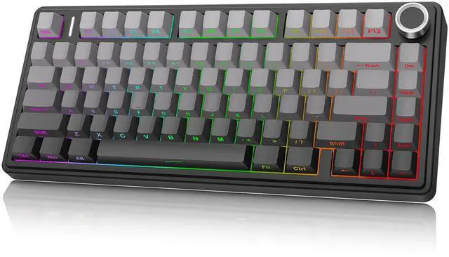 Main image of Wireless Mechanical Keyboard, 75% Gasket Mount Hot Swappable Gaming Keyboard with Knob, Creamy Sound Pre-lubed Linear Switches, Tri-Mode BT/2.4G/USB-C RGB PBT Keycaps for PC Mac