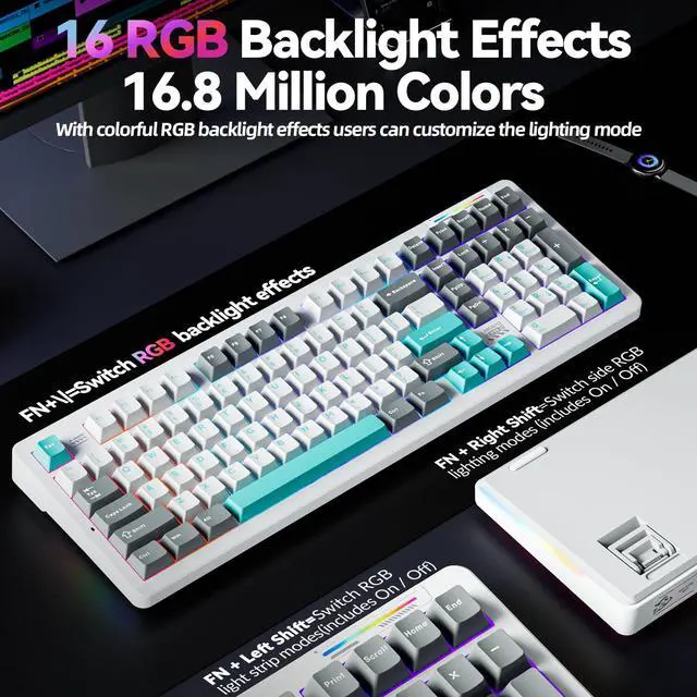 Alt view image 7 of 7 - Mechanical Creamy Wireless Gaming Keyboard With Number Pad