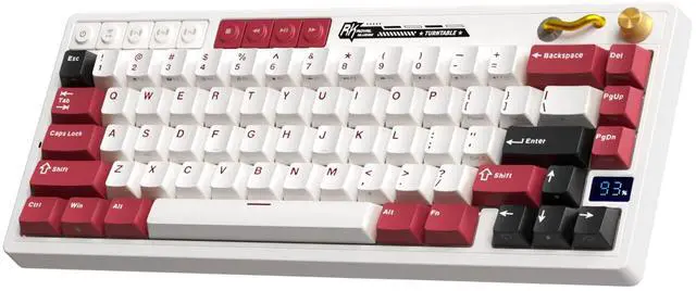 Main image of Wireless Mechanical Keyboard with Volume Knob, 60% Tri-Mode Gaming Keyboard 2.4G/BT/USB-C, Gasket Mount, Battery Display, PBT Keycaps, Hot-Swappable Cream Switch, White
