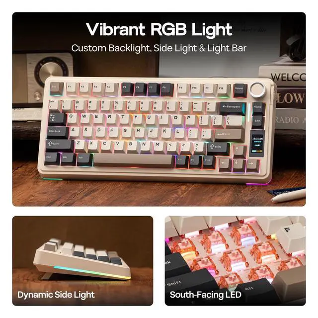 Alt view image 4 of 7 - Wireless Gaming Keyboard with Screen & Knob