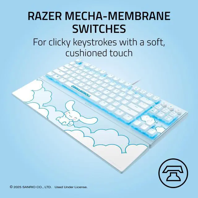 Alt view image 3 of 7 - Gaming Keyboard, Low-Profile Keys, Cinnamoroll Edition
