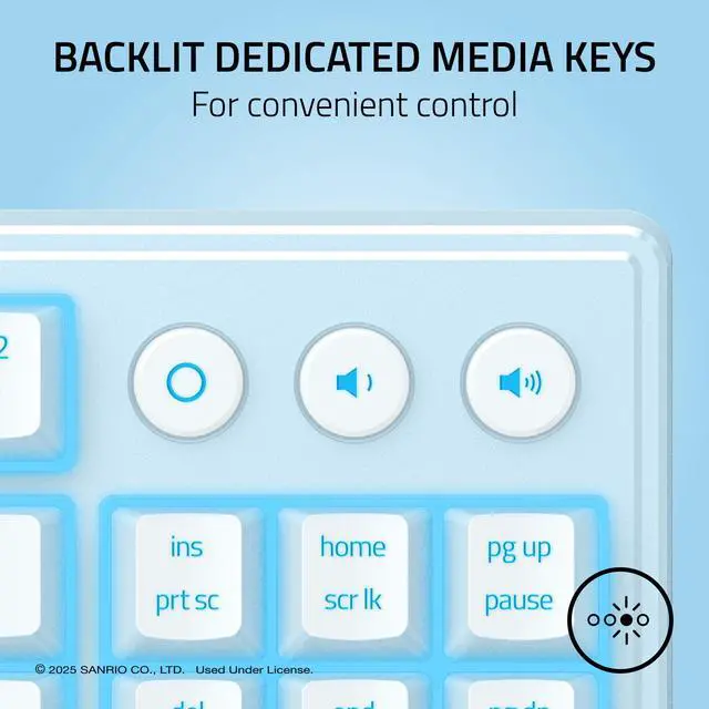 Alt view image 5 of 7 - Gaming Keyboard, Low-Profile Keys, Cinnamoroll Edition