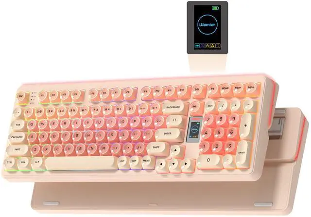 Main image of Foundation Mechanical Keyboard,98% Pink Creamy Keyboard Gaming Keyboard,3 Mode with Multimedia Screen,RGB Backlit,Jelly MOA Profile keycaps for Win/Mac,Pink