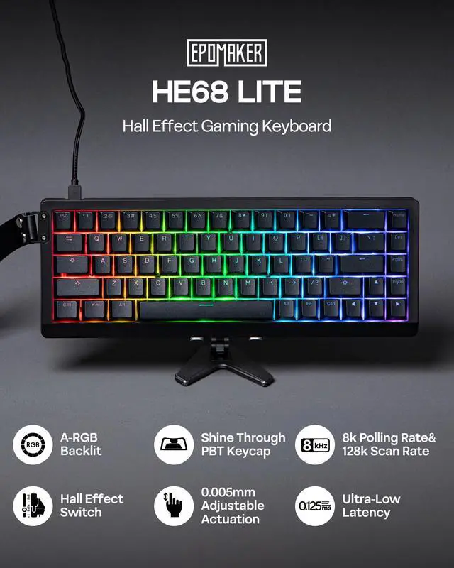 Alt view image 2 of 7 - Lite Hall Effect Gaming Keyboard, 8k Polling & 128K Scan Rate