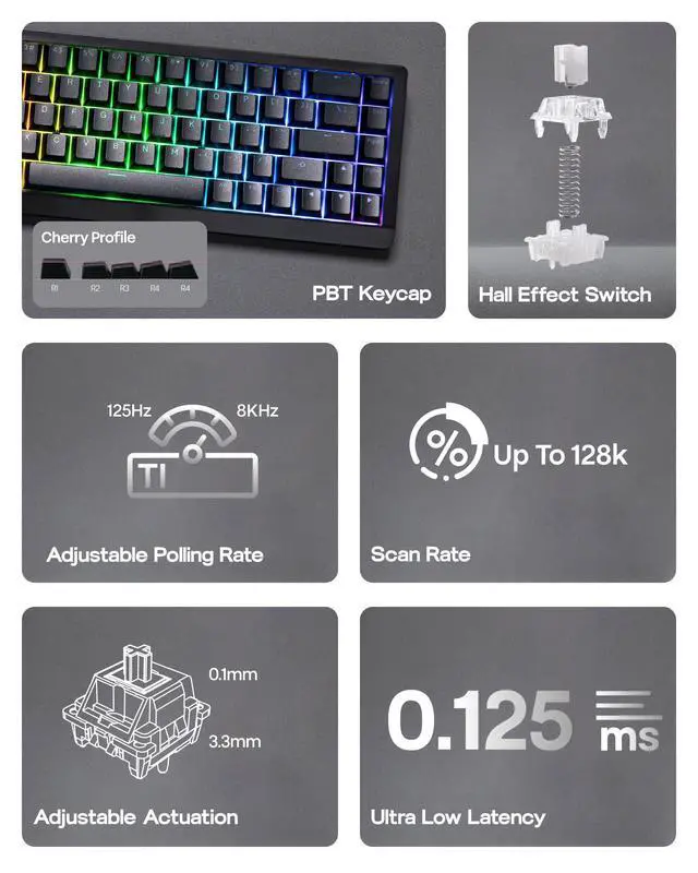 Alt view image 3 of 7 - Lite Hall Effect Gaming Keyboard, 8k Polling & 128K Scan Rate