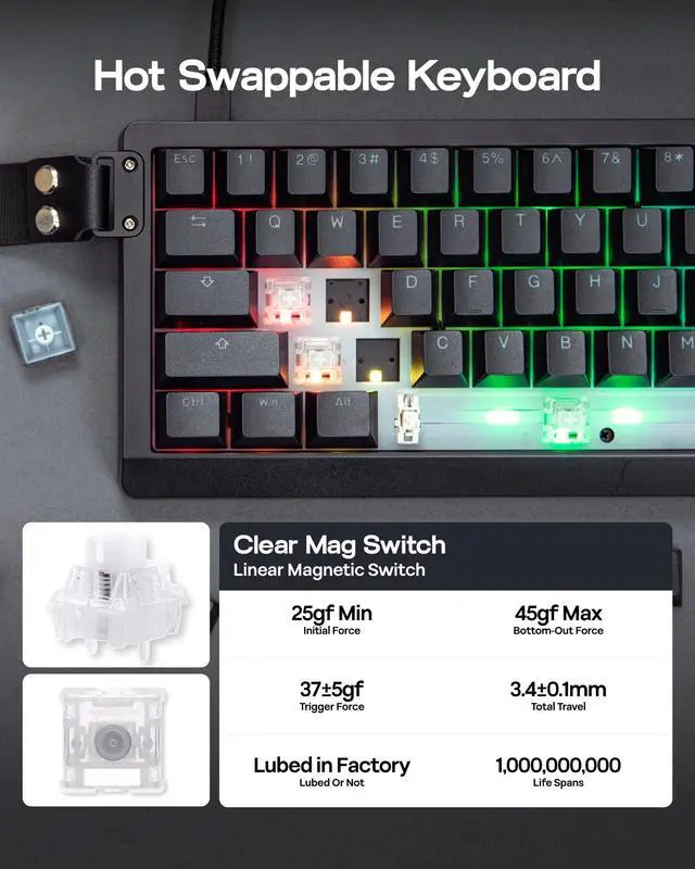 Alt view image 5 of 7 - Lite Hall Effect Gaming Keyboard, 8k Polling & 128K Scan Rate