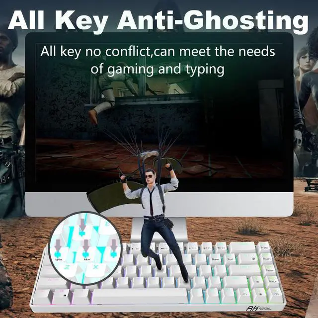 Alt view image 7 of 7 - Mechanical Gaming Keyboard, 65% Compact Size, White
