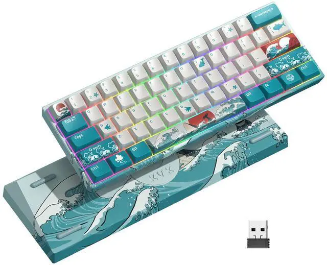 Main image of Percent Keyboard, XVX M61 Pro 3-Modes Wireless Mechanical Keyboard, Hot-Swappable Custom Gaming Key Board, RGB Backlit, for Windows Mac PC Gamers(Coral Sea Theme, Pre-lubed Linear Switch)
