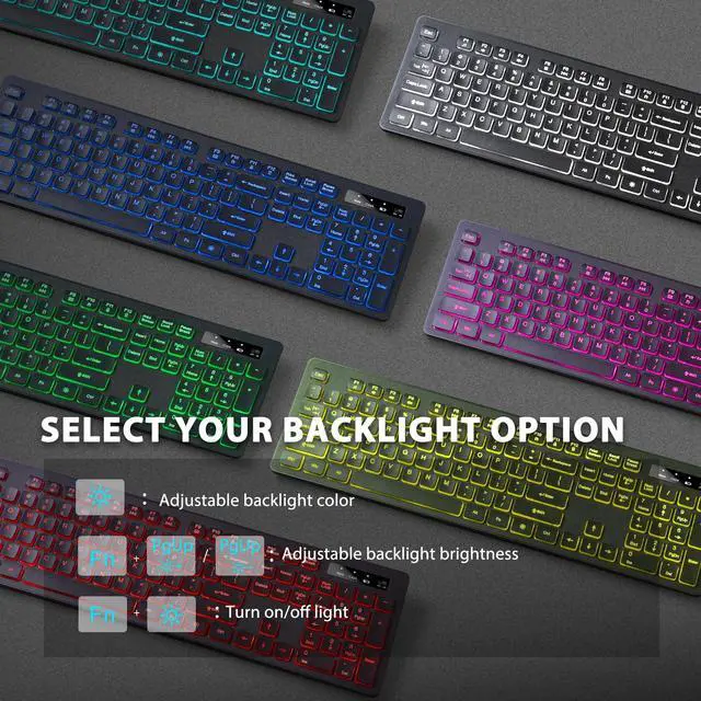 Alt view image 2 of 7 - Light Up Keyboard and Mouse Wireless, Adjustable Brightness & Color, Rechargeable, Light Up Letters2.4G USB Full Size Backlit Keyboard Mouse for Windows, PC, Laptop, Desktop, Gaming