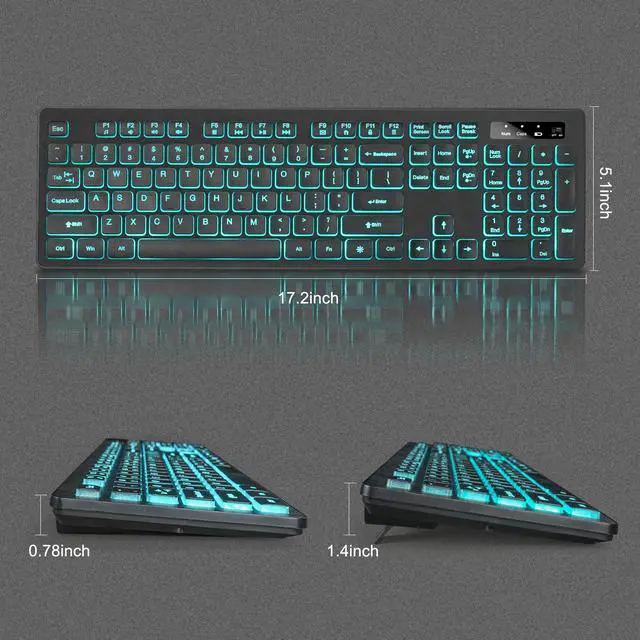 Alt view image 6 of 7 - Light Up Keyboard and Mouse Wireless, Adjustable Brightness & Color, Rechargeable, Light Up Letters2.4G USB Full Size Backlit Keyboard Mouse for Windows, PC, Laptop, Desktop, Gaming