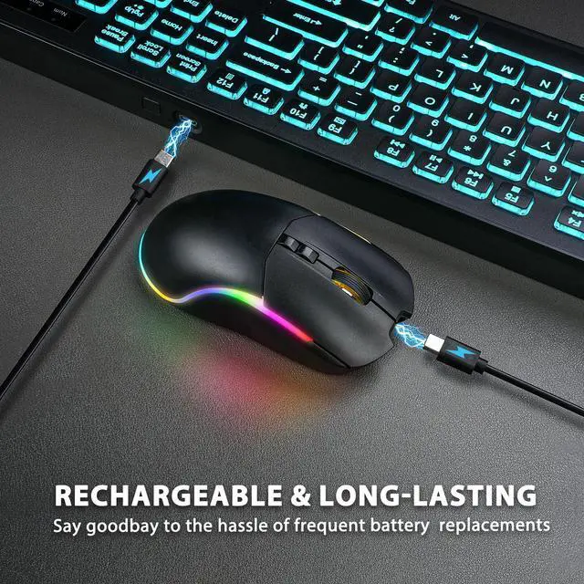 Alt view image 3 of 7 - Light Up Keyboard and Mouse Wireless, Adjustable Brightness & Color, Rechargeable, Light Up Letters2.4G USB Full Size Backlit Keyboard Mouse for Windows, PC, Laptop, Desktop, Gaming