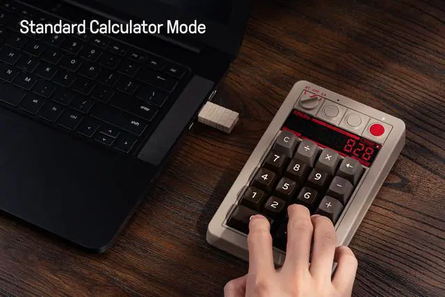 Alt view image 4 of 7 - Key Retro Mechanical Numpad, Supports PC & Standard Calculator Mode, Hot-swappable, PC Calculator Shortcut Button, Bluetooth/2.4G/Wired for Windows and Android - C64 Edition