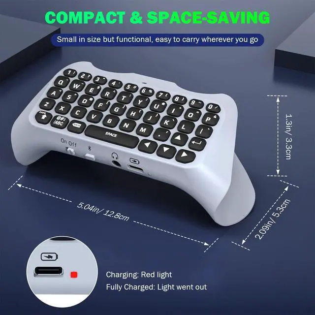Alt view image 5 of 7 - Keyboard for PS5 Controller with Green Backlight