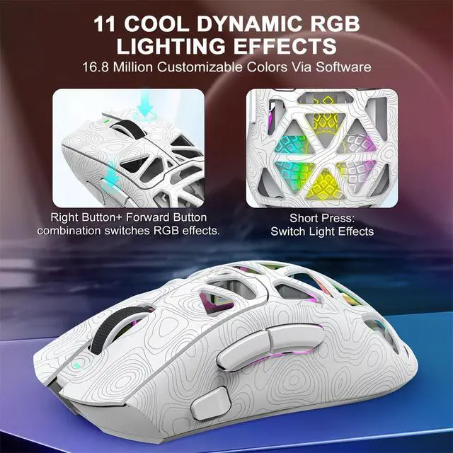 Alt view image 7 of 7 - Wireless Gaming Mouse for Gaming Setup & Multi-Device Use, Tri-Mode Bluetooth 5.1/2.4GHz/USB-C, 22000 DPI Lightweight Programmable Mouse for PC, Laptop & Mac
