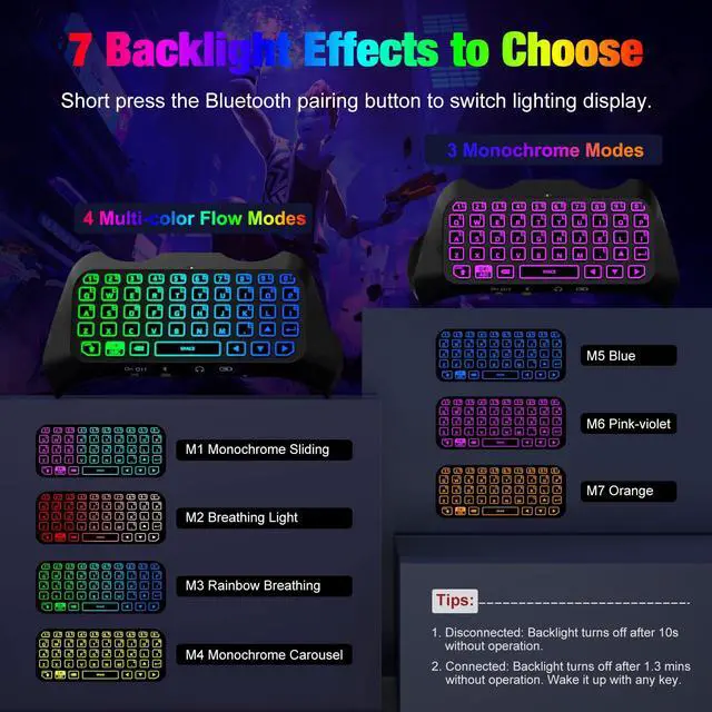Alt view image 3 of 7 - Backlight Keyboard for PS5 Controller