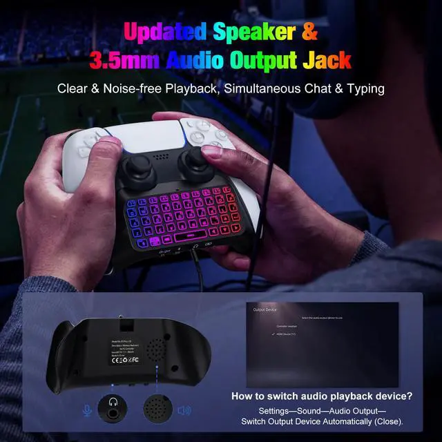 Alt view image 4 of 7 - Backlight Keyboard for PS5 Controller