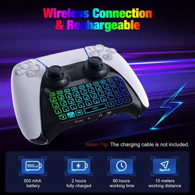 Alt view image 6 of 7 - Backlight Keyboard for PS5 Controller
