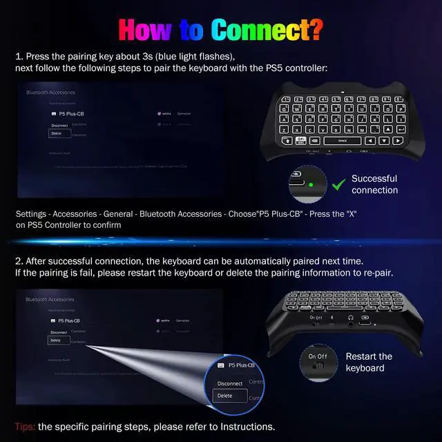 Alt view image 7 of 7 - Backlight Keyboard for PS5 Controller