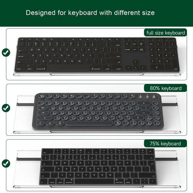 Alt view image 3 of 7 - Computer Keyboard Stand Holder - Ergonomic Acrylic Keyboard Stand for Desktop Comfortable Keyboard Tray Riser with Silicone Anti-Slip Strip for Home School Office Desk Accessory, Clear