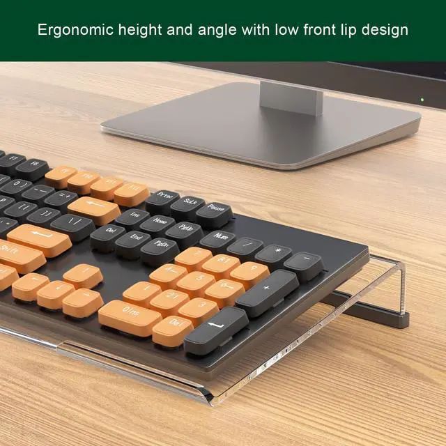 Alt view image 6 of 7 - Computer Keyboard Stand Holder - Ergonomic Acrylic Keyboard Stand for Desktop Comfortable Keyboard Tray Riser with Silicone Anti-Slip Strip for Home School Office Desk Accessory, Clear