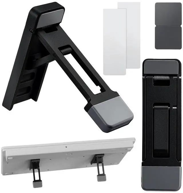 Main image of Keyboard Riser Tilt, Foldable Keyboard Riser Stand for Desk, Adjustable Mini Portable Laptop Feet with Anti-Slip Pads Three Tilt Angle for Most Keyboards Office Accessories (Black)