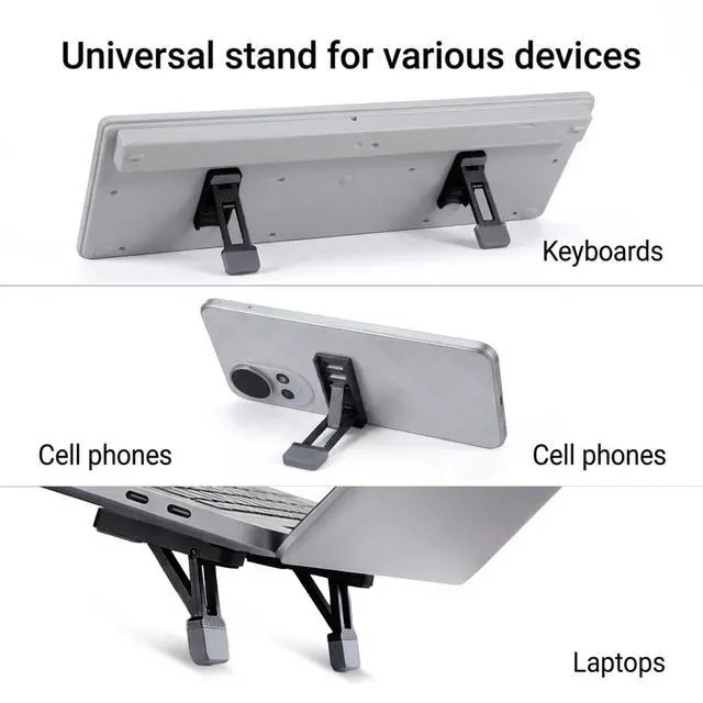 Alt view image 3 of 7 - Keyboard Riser Tilt, Foldable Keyboard Riser Stand for Desk, Adjustable Mini Portable Laptop Feet with Anti-Slip Pads Three Tilt Angle for Most Keyboards Office Accessories (Black)