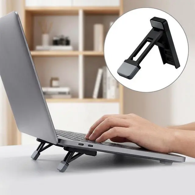 Alt view image 7 of 7 - Keyboard Riser Tilt, Foldable Keyboard Riser Stand for Desk, Adjustable Mini Portable Laptop Feet with Anti-Slip Pads Three Tilt Angle for Most Keyboards Office Accessories (Black)