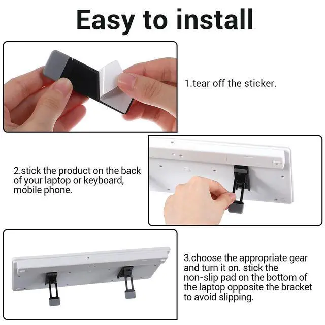 Alt view image 5 of 7 - Keyboard Riser Tilt, Foldable Keyboard Riser Stand for Desk, Adjustable Mini Portable Laptop Feet with Anti-Slip Pads Three Tilt Angle for Most Keyboards Office Accessories (Black)