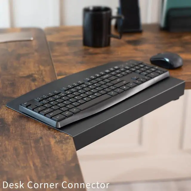 Alt view image 2 of 7 - inch Corner Desk Connector Sleeve Plate, L Desk Platform Extender Attachment, Black, DESK-AC07C