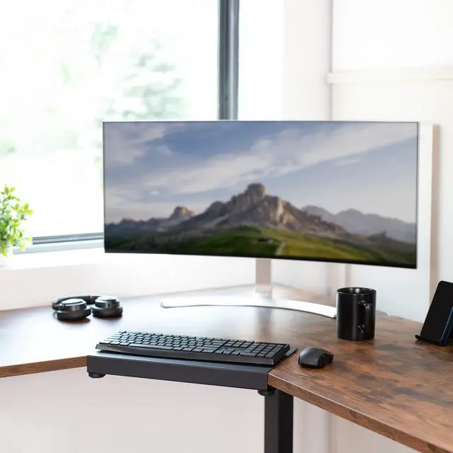 Alt view image 5 of 7 - inch Corner Desk Connector Sleeve Plate, L Desk Platform Extender Attachment, Black, DESK-AC07C