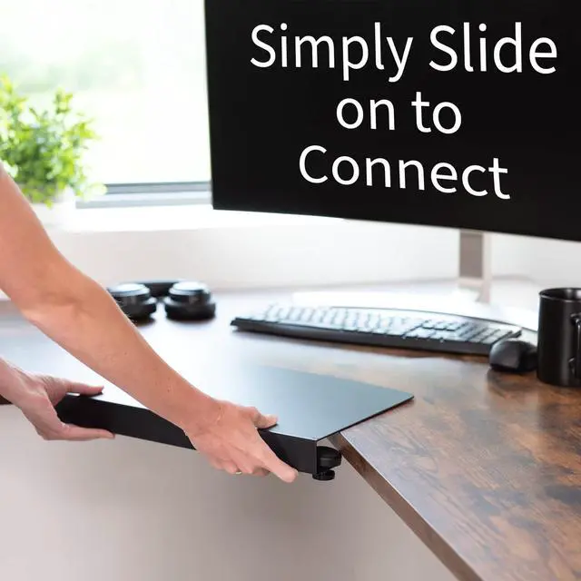 Alt view image 6 of 7 - inch Corner Desk Connector Sleeve Plate, L Desk Platform Extender Attachment, Black, DESK-AC07C