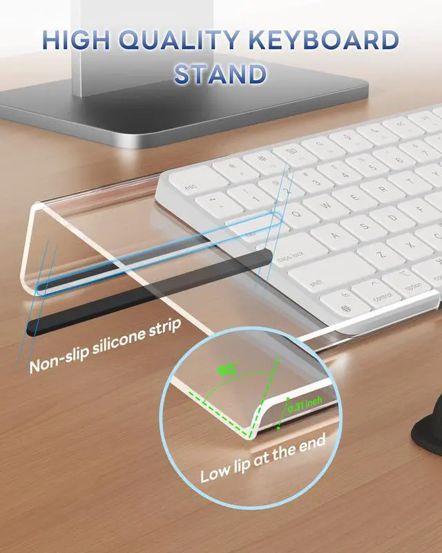 Alt view image 5 of 7 - Computer Keyboard Wrist Rest, Keyboard Riser Stand for Desktop