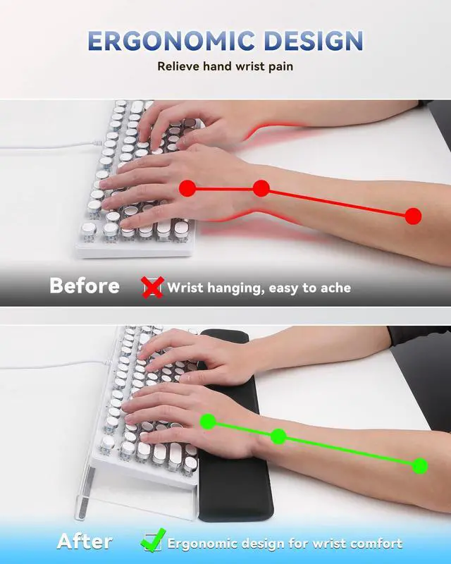 Alt view image 4 of 7 - Computer Keyboard Wrist Rest, Keyboard Riser Stand for Desktop