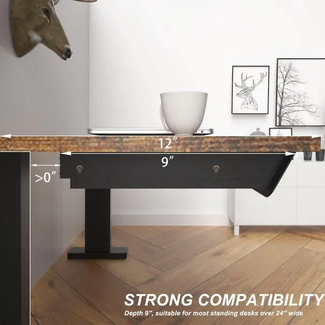 Alt view image 5 of 7 - Under Desk Mounted Sliding Drawer with 60 Degree Tilt Panel to Pull Out, 15'' Long & 9'' deep Large Storage Organizer for Sit Stand Workstation