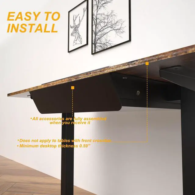 Alt view image 7 of 7 - Under Desk Mounted Sliding Drawer with 60 Degree Tilt Panel to Pull Out, 15'' Long & 9'' deep Large Storage Organizer for Sit Stand Workstation