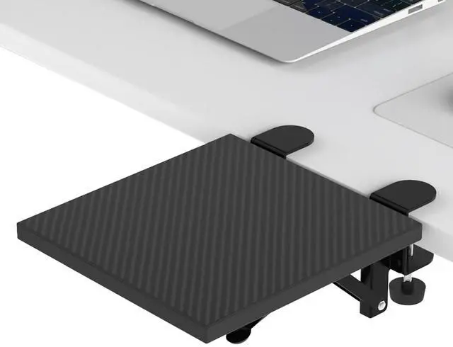 Main image of Ergonomics Desk Extender Tray, 9.5x9.1" Punch-Free Clamp on, Foldable Keyboard Drawer Tray, Table Mount Arm Wrist Rest Shelf, Computer Elbow Arm Support