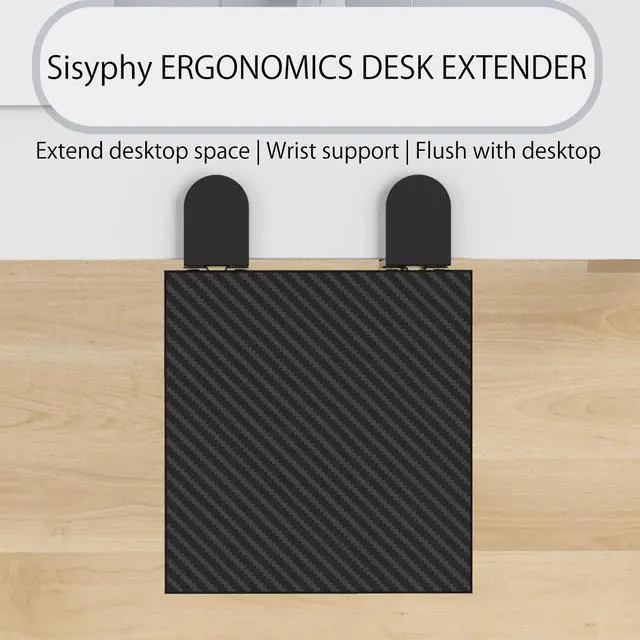 Alt view image 2 of 7 - Ergonomics Desk Extender Tray, 9.5x9.1" Punch-Free Clamp on, Foldable Keyboard Drawer Tray, Table Mount Arm Wrist Rest Shelf, Computer Elbow Arm Support
