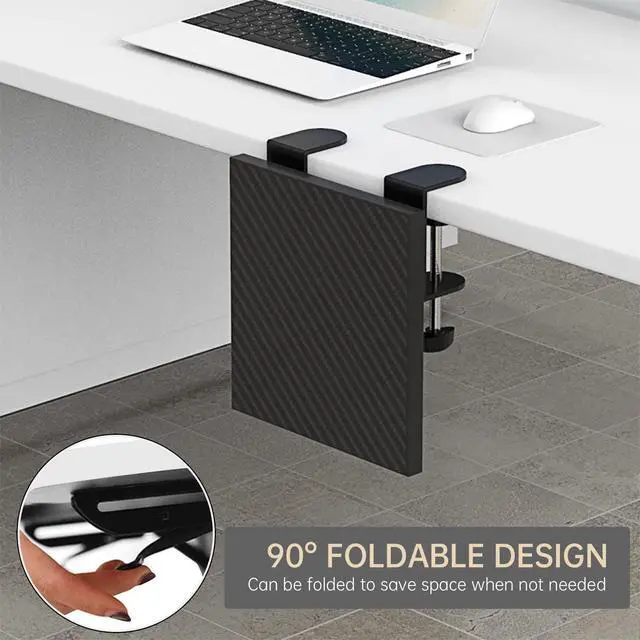 Alt view image 3 of 7 - Ergonomics Desk Extender Tray, 9.5x9.1" Punch-Free Clamp on, Foldable Keyboard Drawer Tray, Table Mount Arm Wrist Rest Shelf, Computer Elbow Arm Support