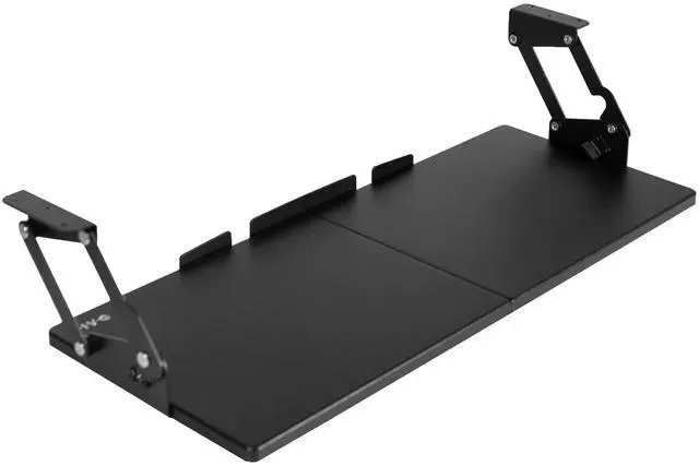 Main image of Large Under Desk 27 x 11 inch Computer Keyboard and Mouse Tray with Swinging Height Adjustment, 12 Settings, Platform Drawer for Typing, Black, MOUNT-KB08S