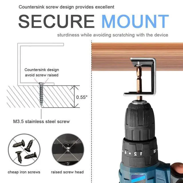 Alt view image 3 of 7 - Under Desk Laptop Mount, Metal Under Desk Shelf Holder for Laptop, Mac mini, MacBook, Keyboard with Anti-Scratch Silicone (Silver)